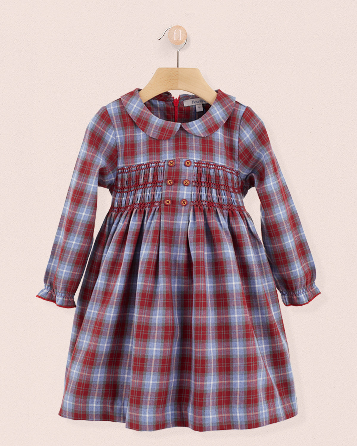 Margot Ruby Plaid Smocked Dress